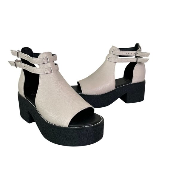 OASIS SOCIETY Elizabeth Platform Sandal in Neutral Beige Chunky Heel 7.5 NEW! - Picture 9 of 14